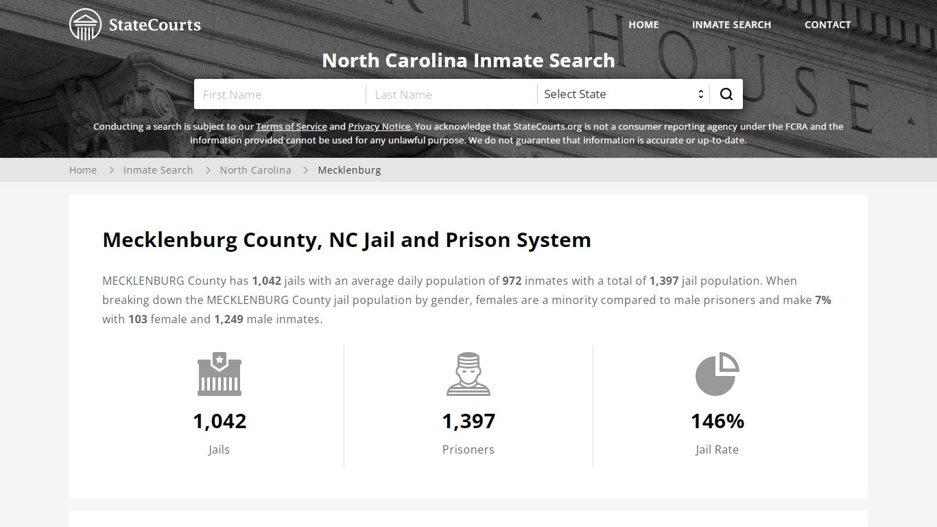 Mecklenburg County, NC Inmate Search - StateCourts