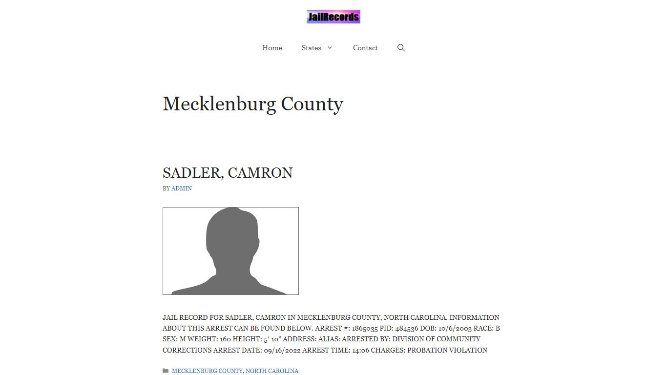 Mecklenburg County Arrest Records